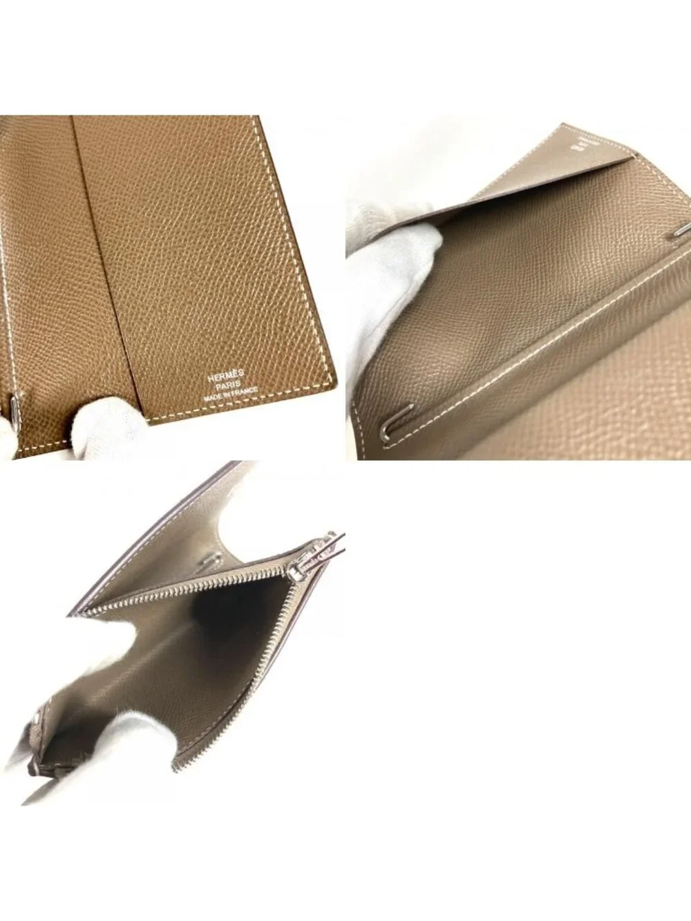Hermes Notebook Cover EA Zip Leather Etoupe Gray Agenda
